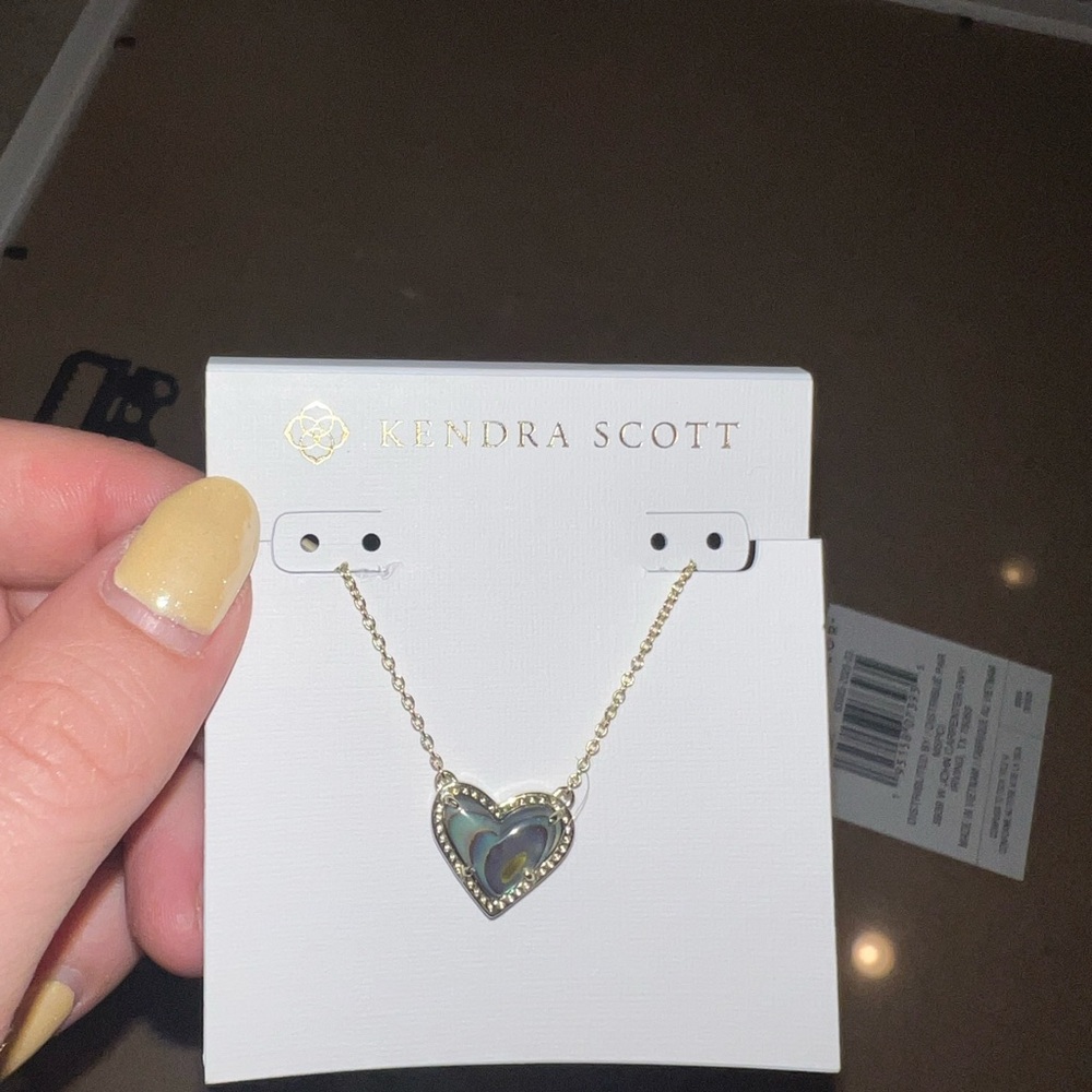 Kendra Scott Gold Heart Necklace with Iridescent Pendant